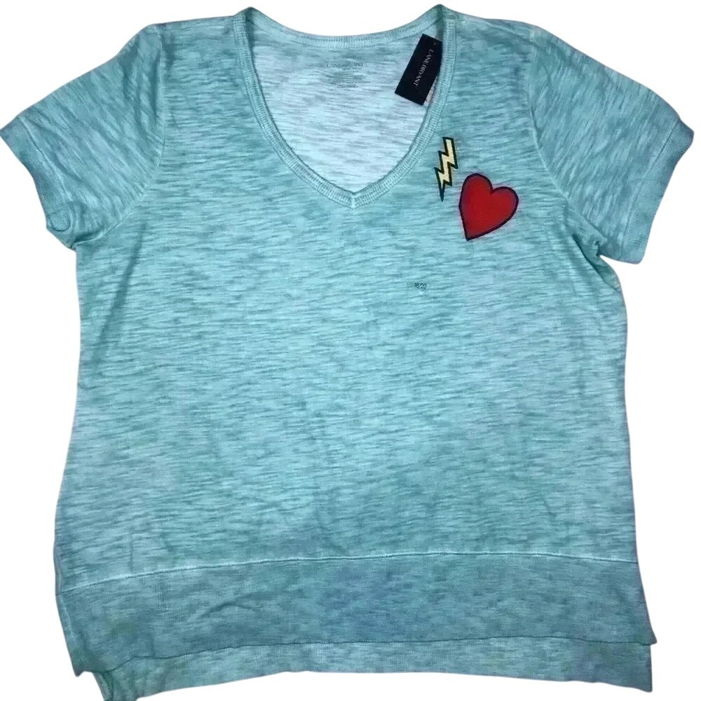 Lane Bryant Women's Lightweight Turquoise Tee W/Heart &‎ Bolt 18/20 NWT